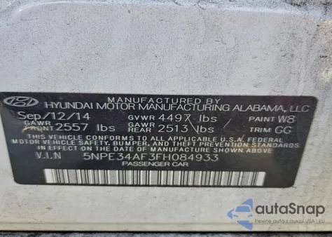 2015 Hyundai Sonata Sport from USA, damaged, VIN 5NPE34AF3FH084933